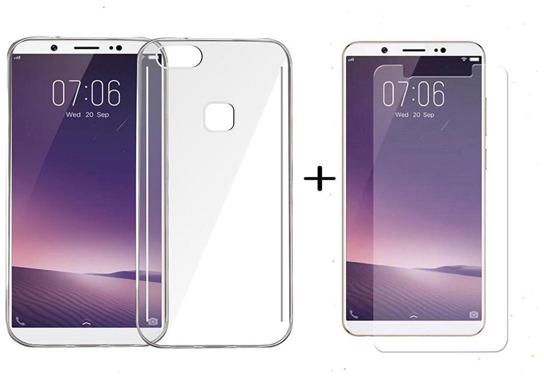 

Mascot max transparent back cover with tempered glass for Oppo F5
