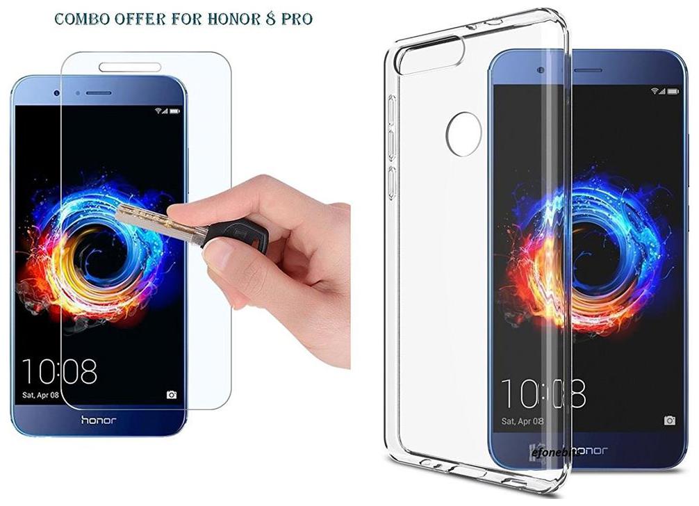 

Mascot max transparent back cover with tempered glass for Honor 8pro