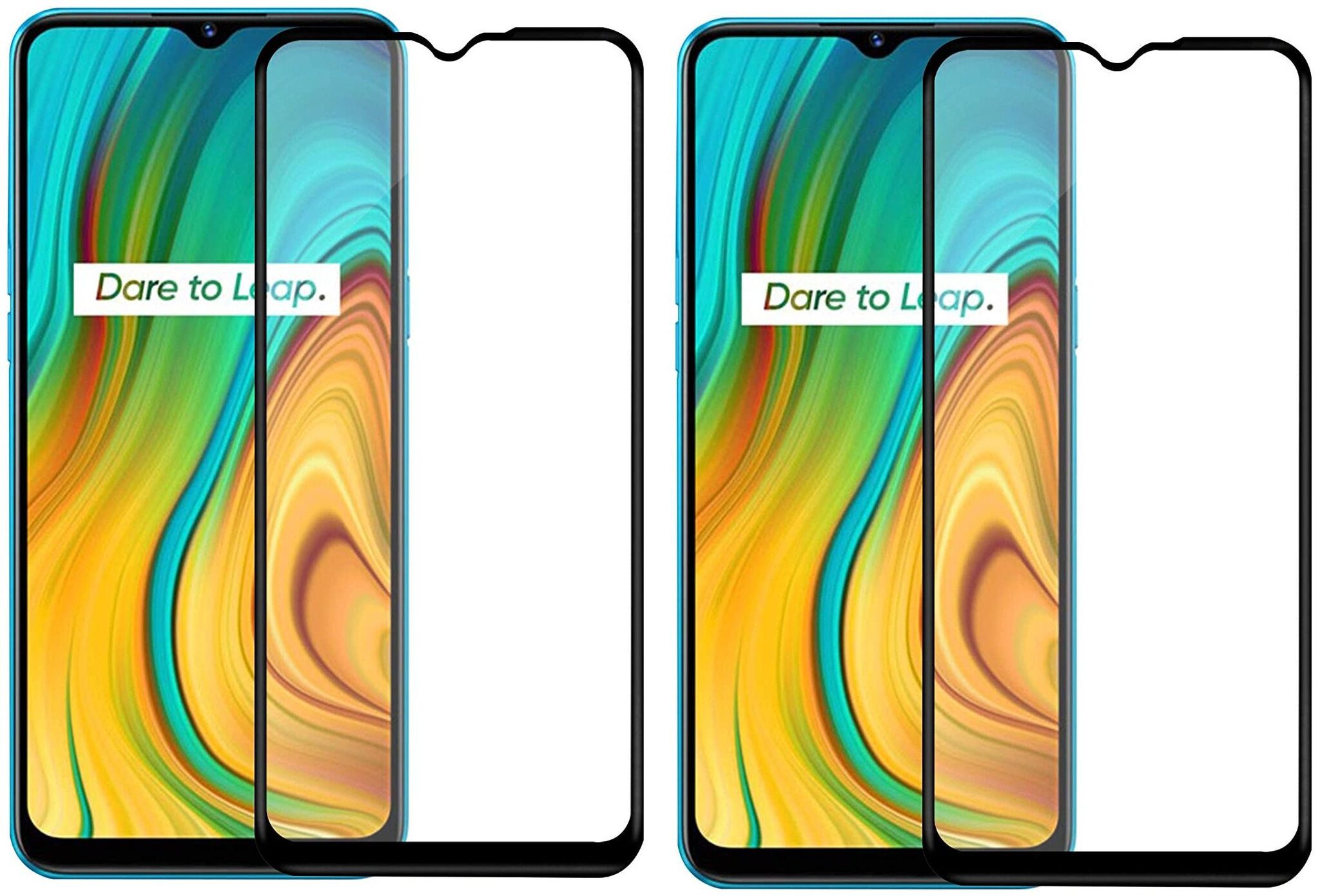 

Mascot Max tempered glass 2 5D 9H black Edge to Edge tempered glass for Realme C3 pack of 2