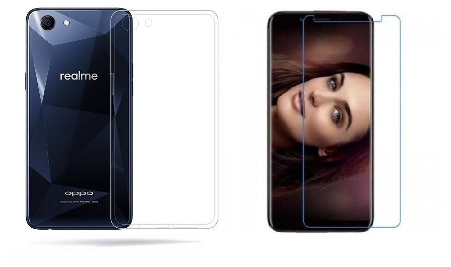 

Mascot max transparent back cover with tempered glass for RealMe 1