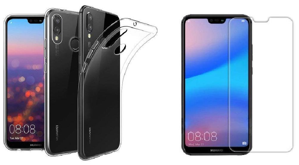 

Mascot max transparent back cover with tempered glass for Huawei P20 lite