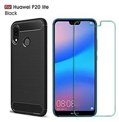 

Mascot max tempered glass with Hybrid back cover black for Honor P20 lite
