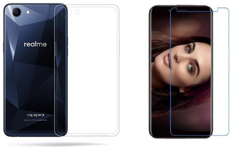 

Mascot Max Transparent Back Cover With Tempered Glass For Realme 1
