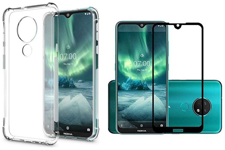 

Mascot Max Tempered glass Edge To Edge cove black 9H tempered glass with Hybrid shock proof transparent back cover for Nokia 7 2 (2019)