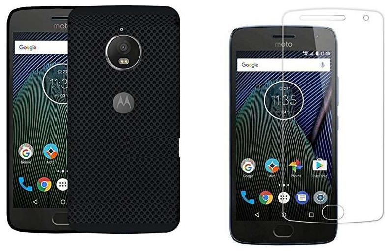 

Mascot max tempered glass with dotted back cover black for Motorola Moto G5s plus