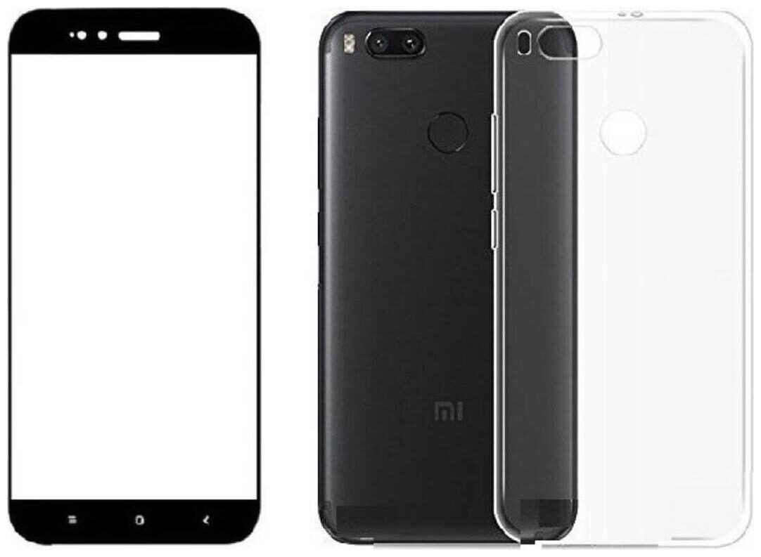 

Mascot max Transparent back cover with black tempered glass for Xiaomi Mi A1