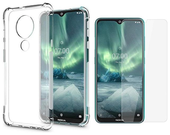 

Mascot Max Tempered glass 0 33mm 2 5D tempered glass with Hybrid shock proof transparent back cover for Nokia 7 2 (2019)