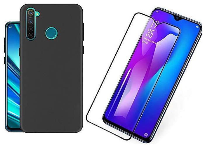 

Mascot Max Tempered glass Edge to edge cover 9H 2 5D Black glass with back cover black ultra slim Matte finish cover for Realme XT