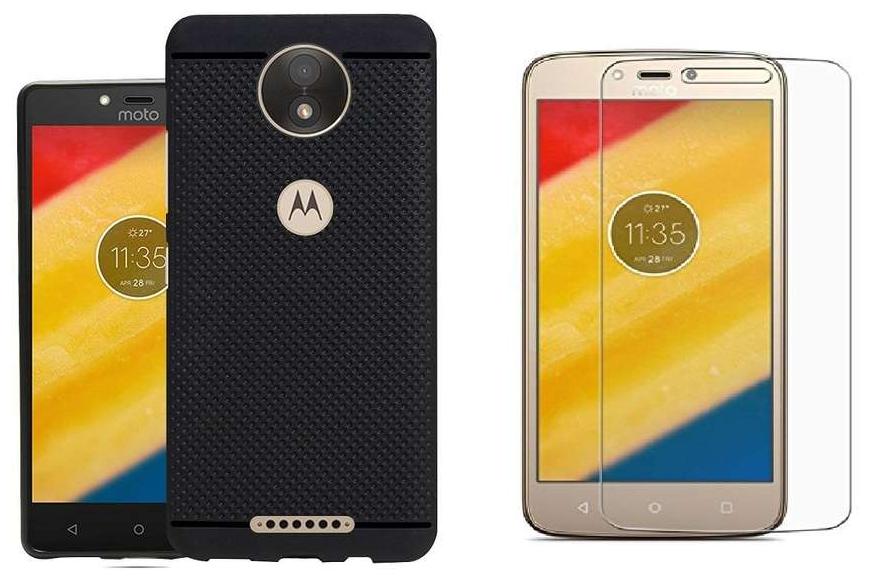 

Mascot max tempered glass with dotted back cover for Motorola Moto Cplus