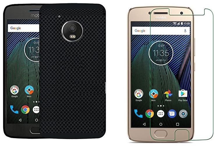 

Mascot max tempered glass with dotted back cover black for Motorola Moto G5 plus