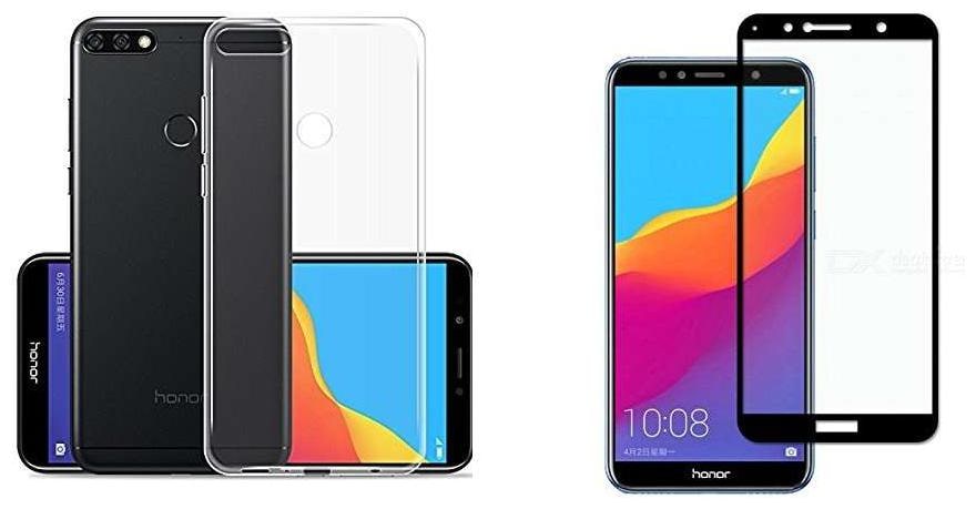 

Mascot Max Transparent back cover soft case with (black) 9H tempered glass 0 33mm 2 5D glass for Huawei Honor 7A