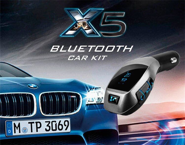 

MENDLY X5 PLUS Car Kit Wireless Bluetooth FM Transmitter Radio Adapter Car Charger with USB and Handsfree Calling Remote Control