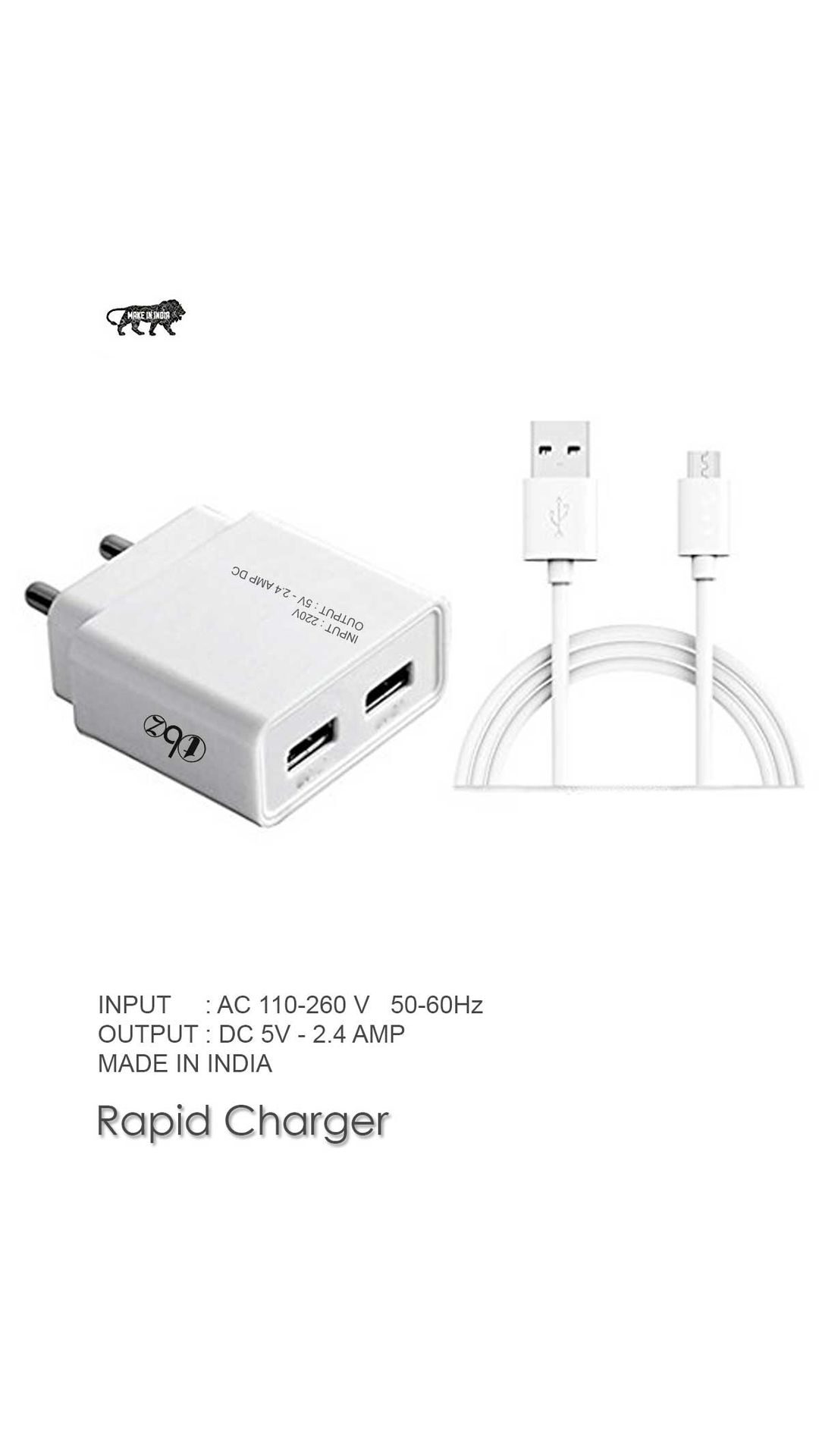 

Microsoft Supported Wall Charger Travel Charger Mobile Charger Dual Port USB Adapter With Micro USB Cable By TBZ Smart And Fast Charging