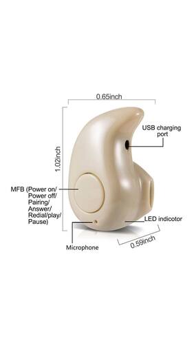 Mini Style Wireless Invisible Bluetooth Headset 4.0 In-Ear Earphone Earbud Earpiece By BS Enterprise (Random Color)