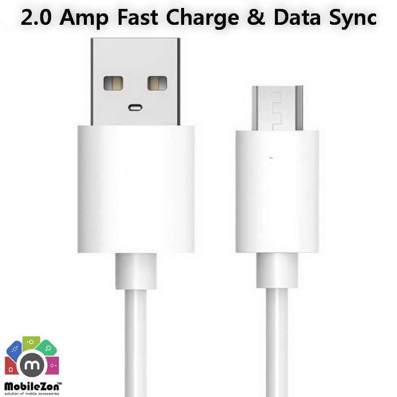 

MobileZon 2 0 Amp Micro USB Fast Data Sync Charge 1 Meter Cable (White)