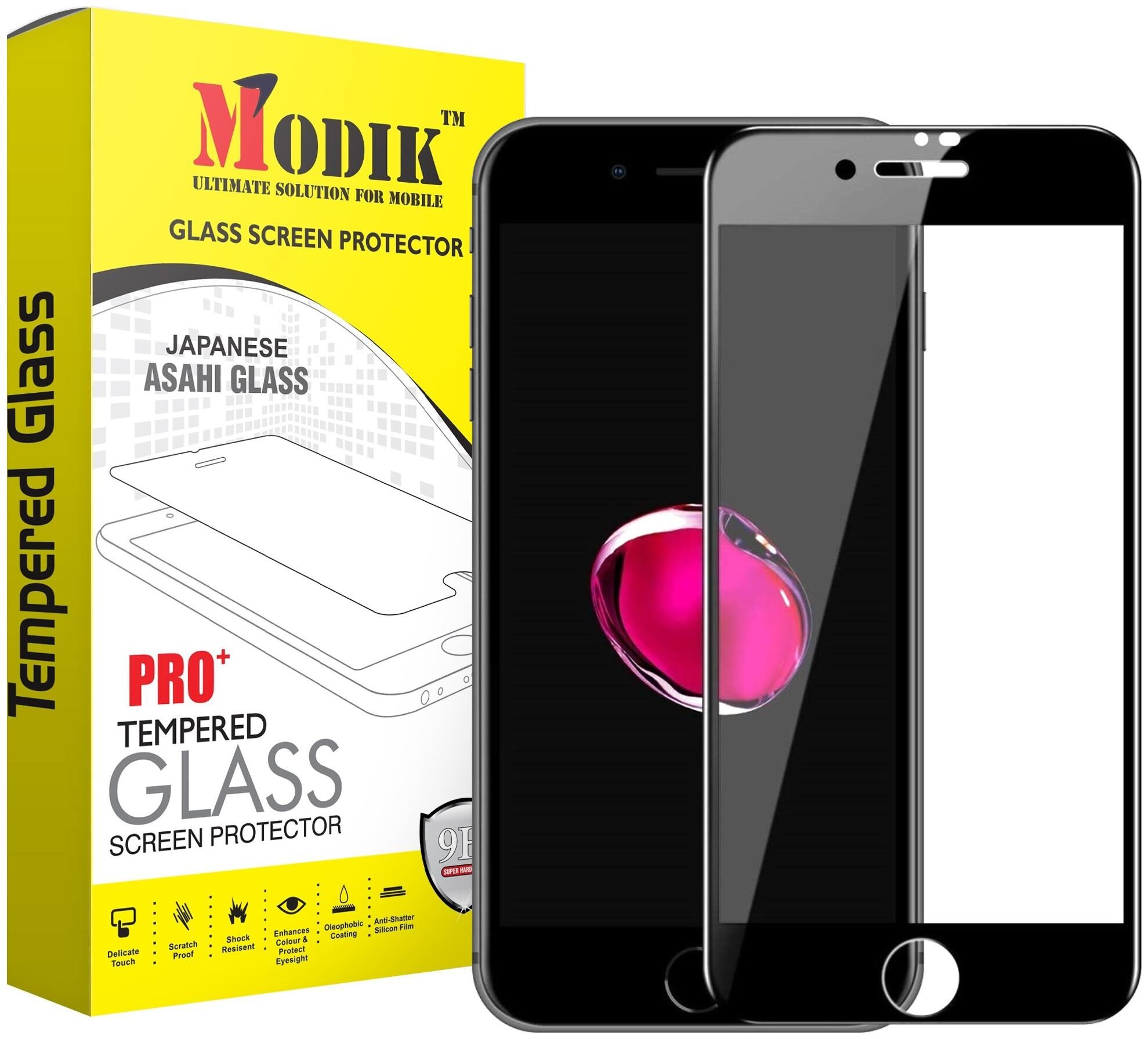 

MODIK Apple iPhone 6 6S Curved Edge 9H Hardness Tempered Glass Protector (Black)