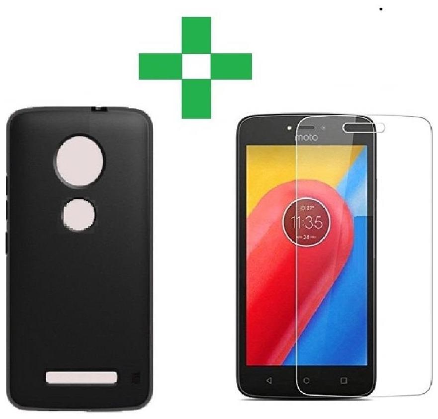 

Motorola Moto C plus back cover black with tempered glass