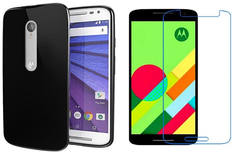 

Motorola Moto G Turbo back cover (Black) with tempered glass By mascot max