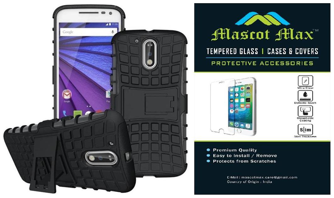

Motorola Moto G4 play stand case black with temepred glass