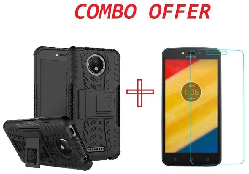 

Motorola Moto E4 plus tempered glass with defender case black