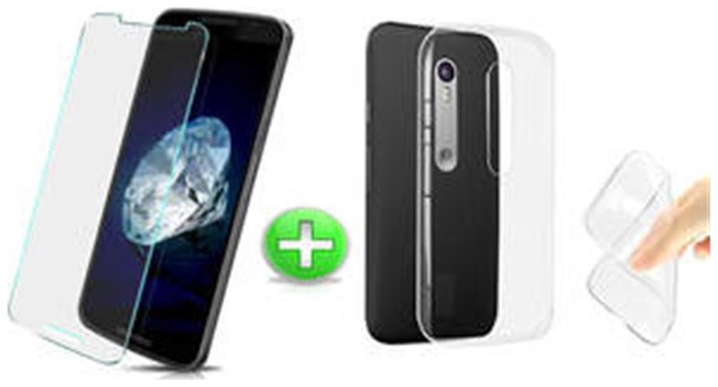 

Motorola Xplay transparent back cover (clear) with tempered glass