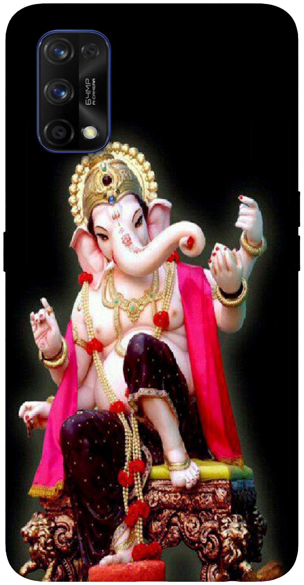 

NCA SALER Lord Ganesha Designer Back Cover Printed Mobile Back Case And Cover For Realme 7 Pro Black