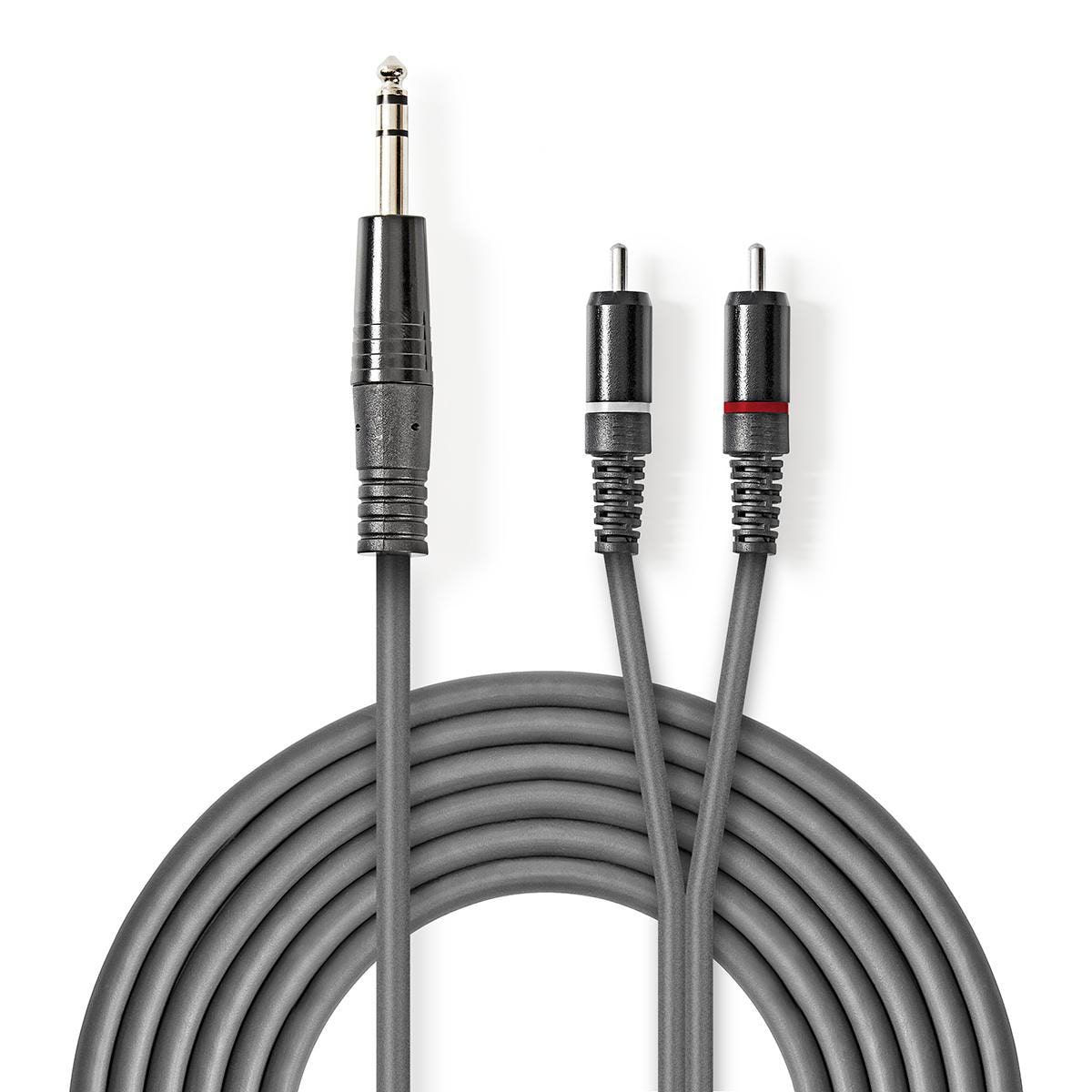 

Nedis Stereo Audio Cable Best Sound Quality For iPhone iPad iPod TV 6 35 mm Male - 2x RCA Male 1 5m (Grey)