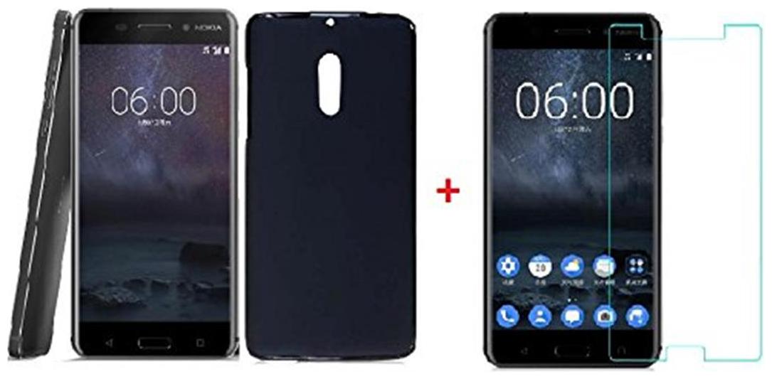 

Nokia 3 back cover black with tempered glass