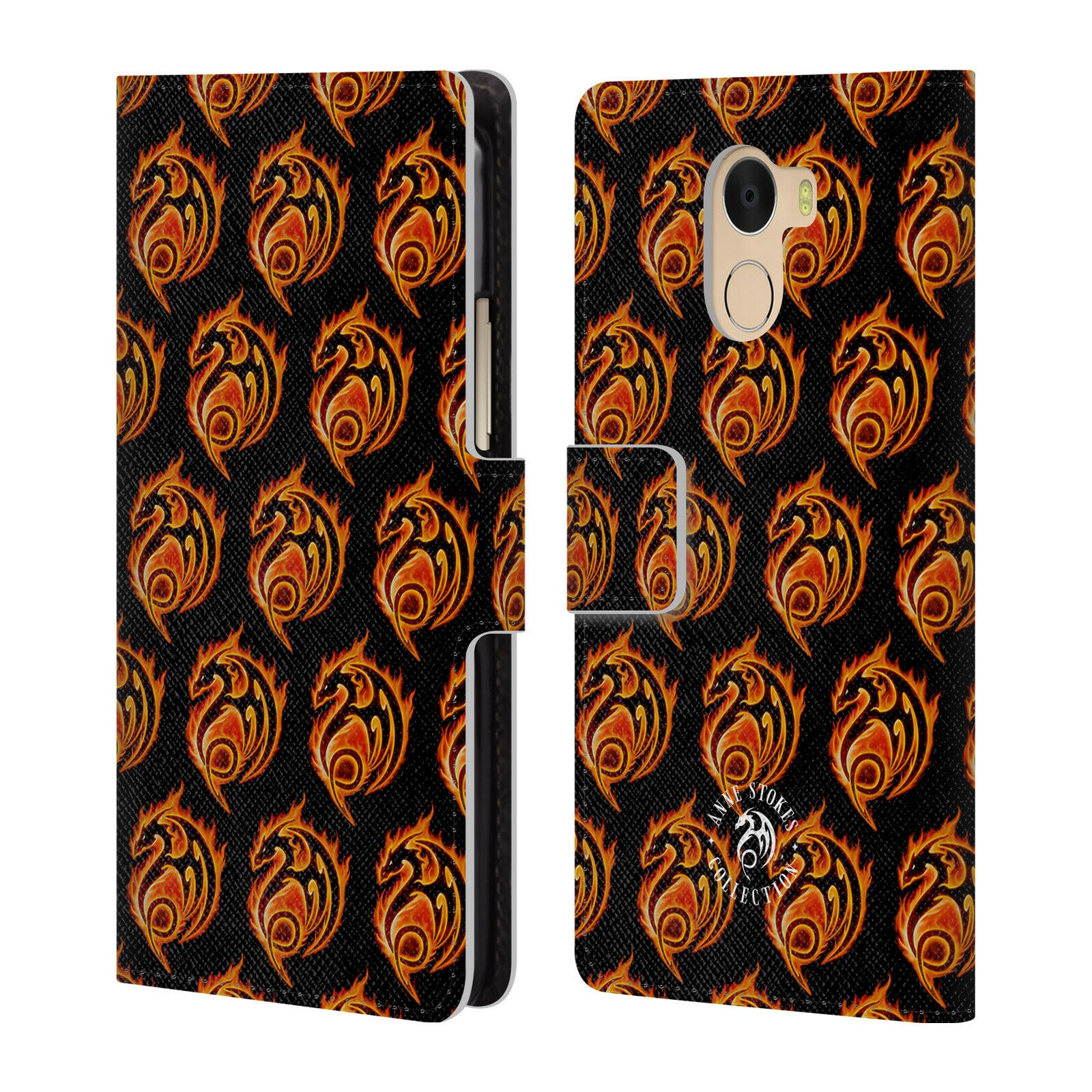 

OFFICIAL ANNE STOKES FIRE TRIBAL LEATHER BOOK CASE FOR WILEYFOX ESSENTIAL