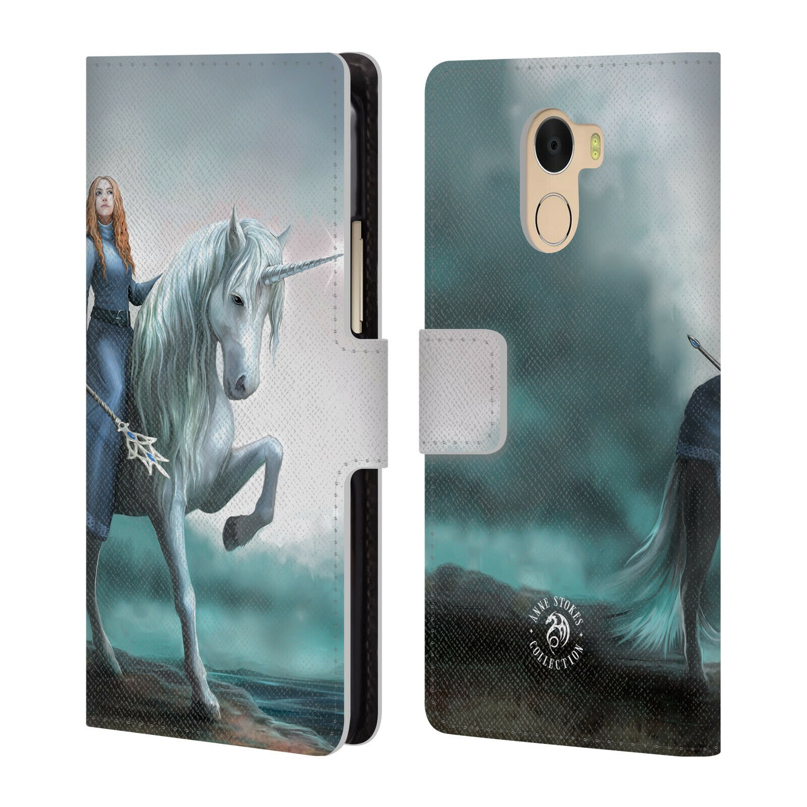 

OFFICIAL ANNE STOKES UNICORNS 2 LEATHER BOOK CASE FOR WILEYFOX ESSENTIAL