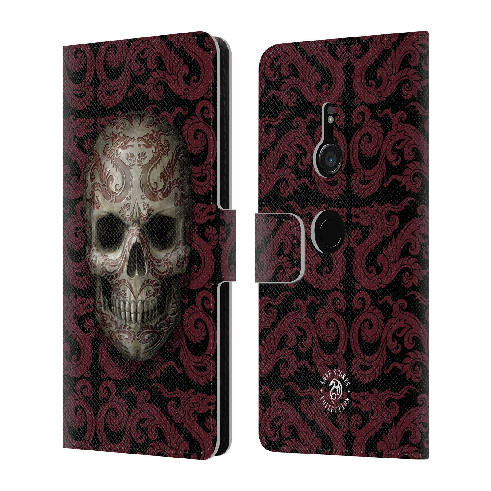 

OFFICIAL ANNE STOKES ORIENTAL SKULL LEATHER BOOK WALLET CASE FOR SONY PHONES 1
