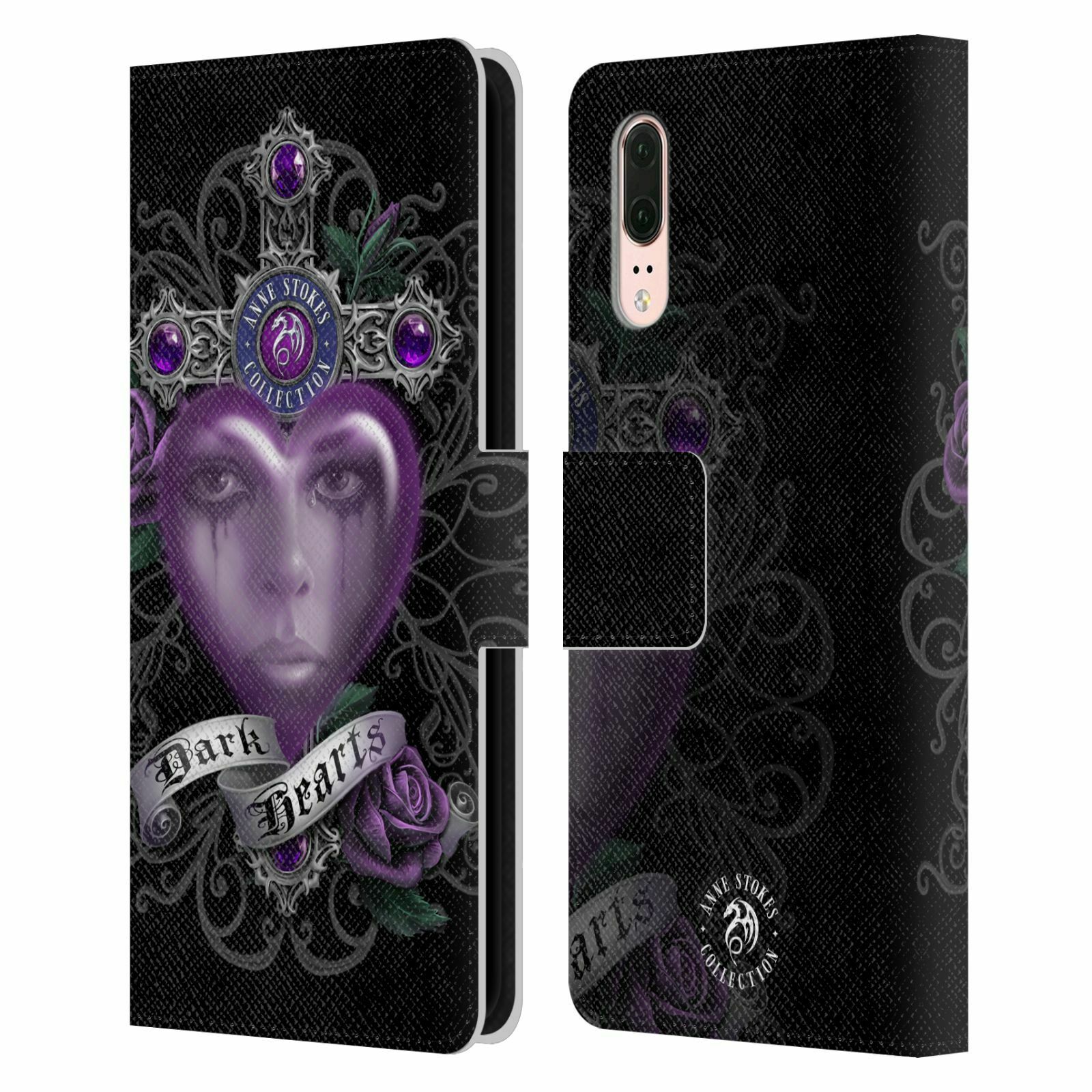 

OFFICIAL ANNE STOKES DARK HEARTS LEATHER BOOK WALLET CASE FOR HUAWEI PHONES