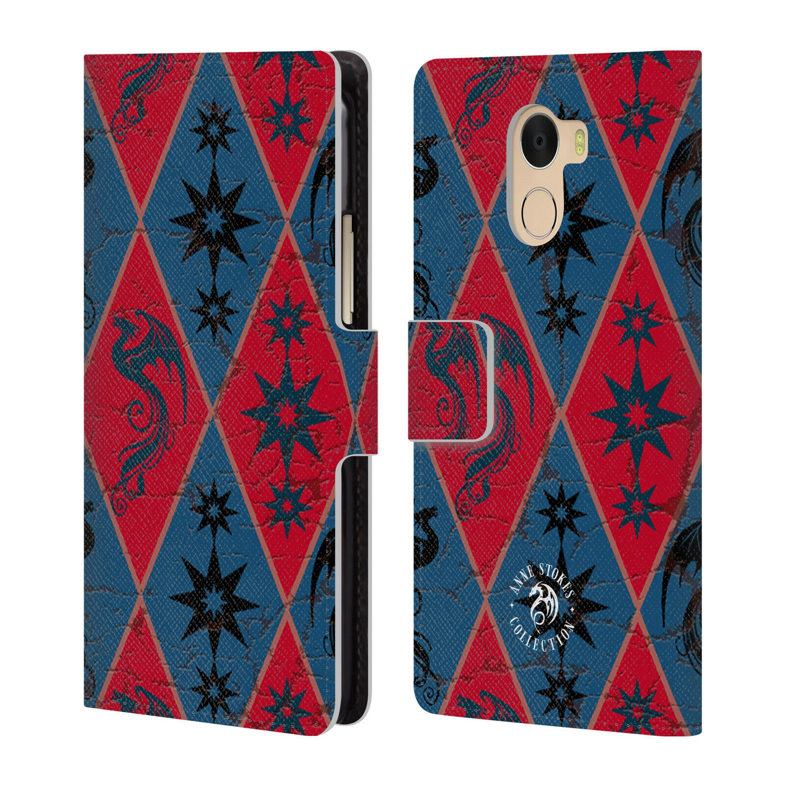 

OFFICIAL ANNE STOKES FIRE TRIBAL LEATHER BOOK CASE FOR WILEYFOX ESSENTIAL
