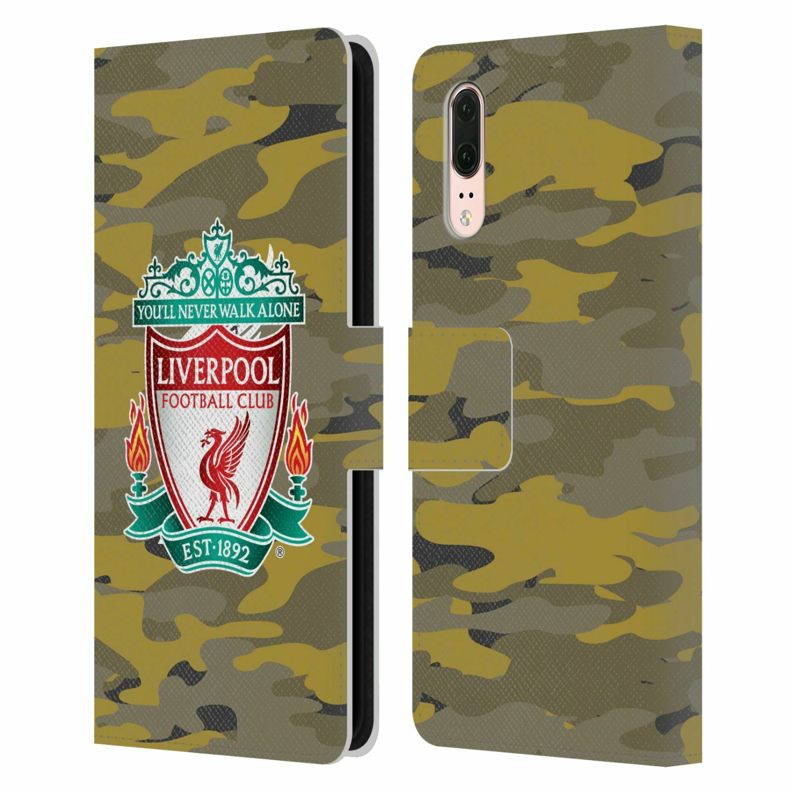 

OFFICIAL LIVERPOOL FOOTBALL CLUB CAMOU PU LEATHER BOOK CASE FOR HUAWEI PHONES
