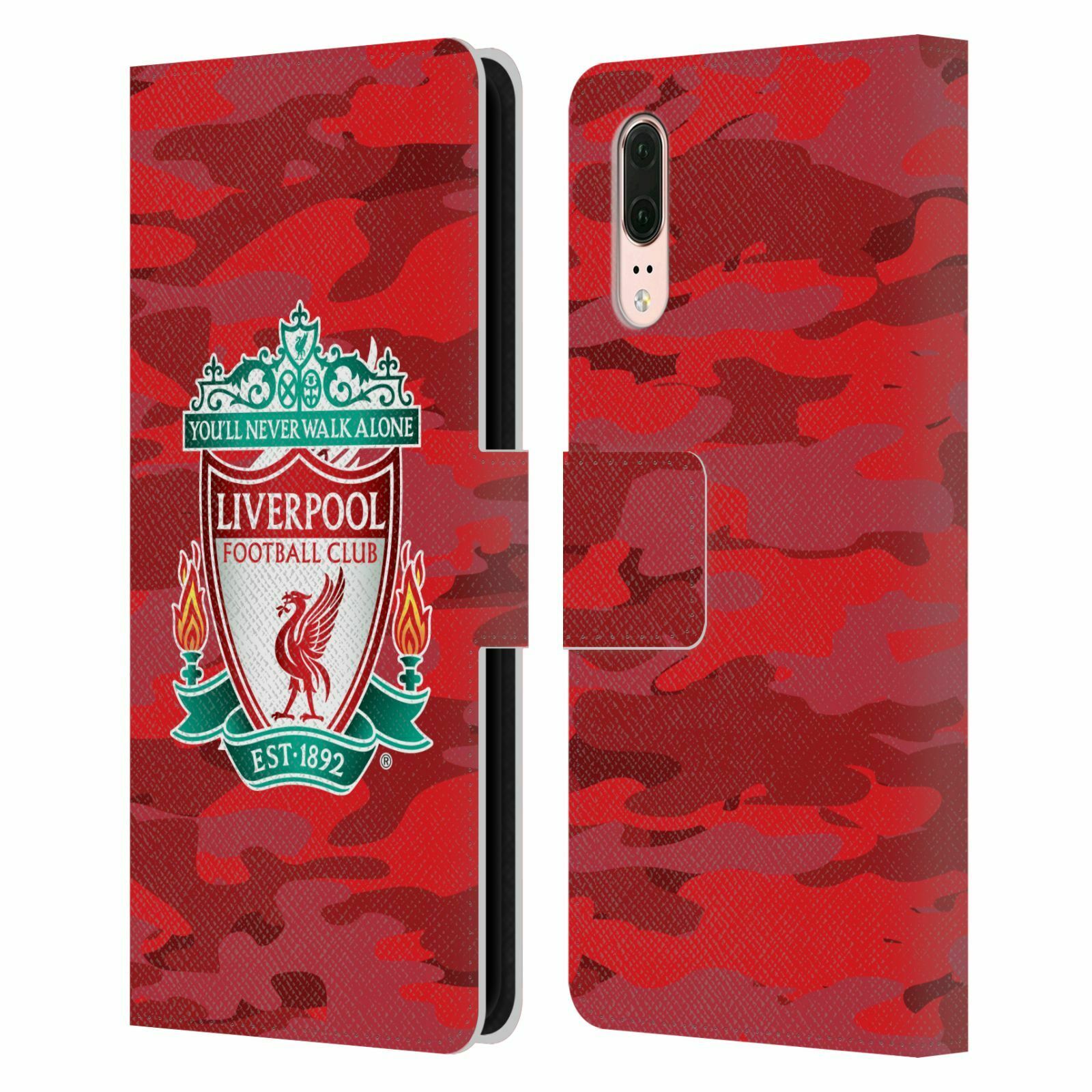 

OFFICIAL LIVERPOOL FOOTBALL CLUB CAMOU PU LEATHER BOOK CASE FOR HUAWEI PHONES