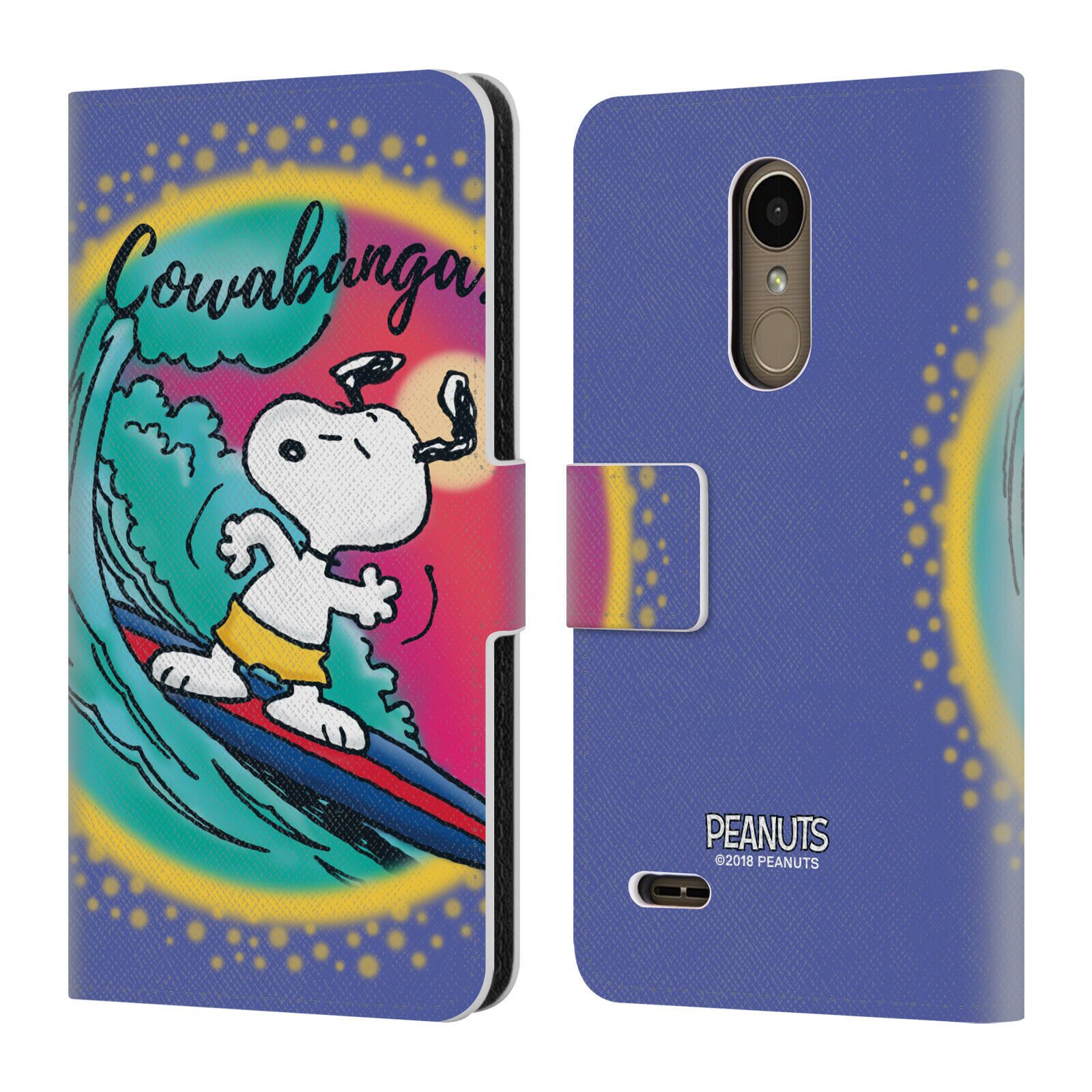 

OFFICIAL PEANUTS SNOOPY BOARDWALK AIRBRUSH LEATHER BOOK CASE FOR LG PHONES 1
