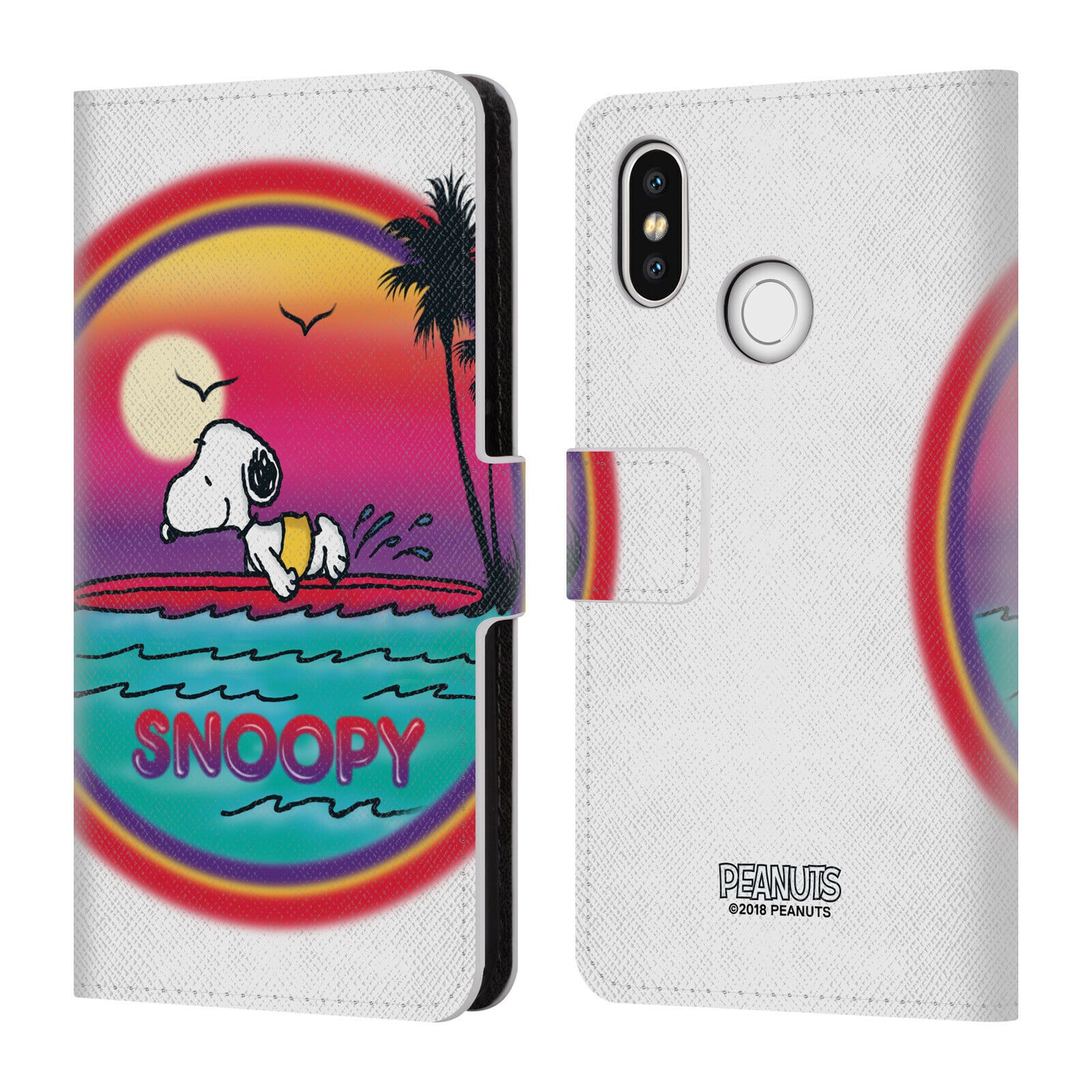 

OFFICIAL PEANUTS SNOOPY BOARDWALK AIRBRUSH LEATHER BOOK CASE FOR XIAOMI PHONES