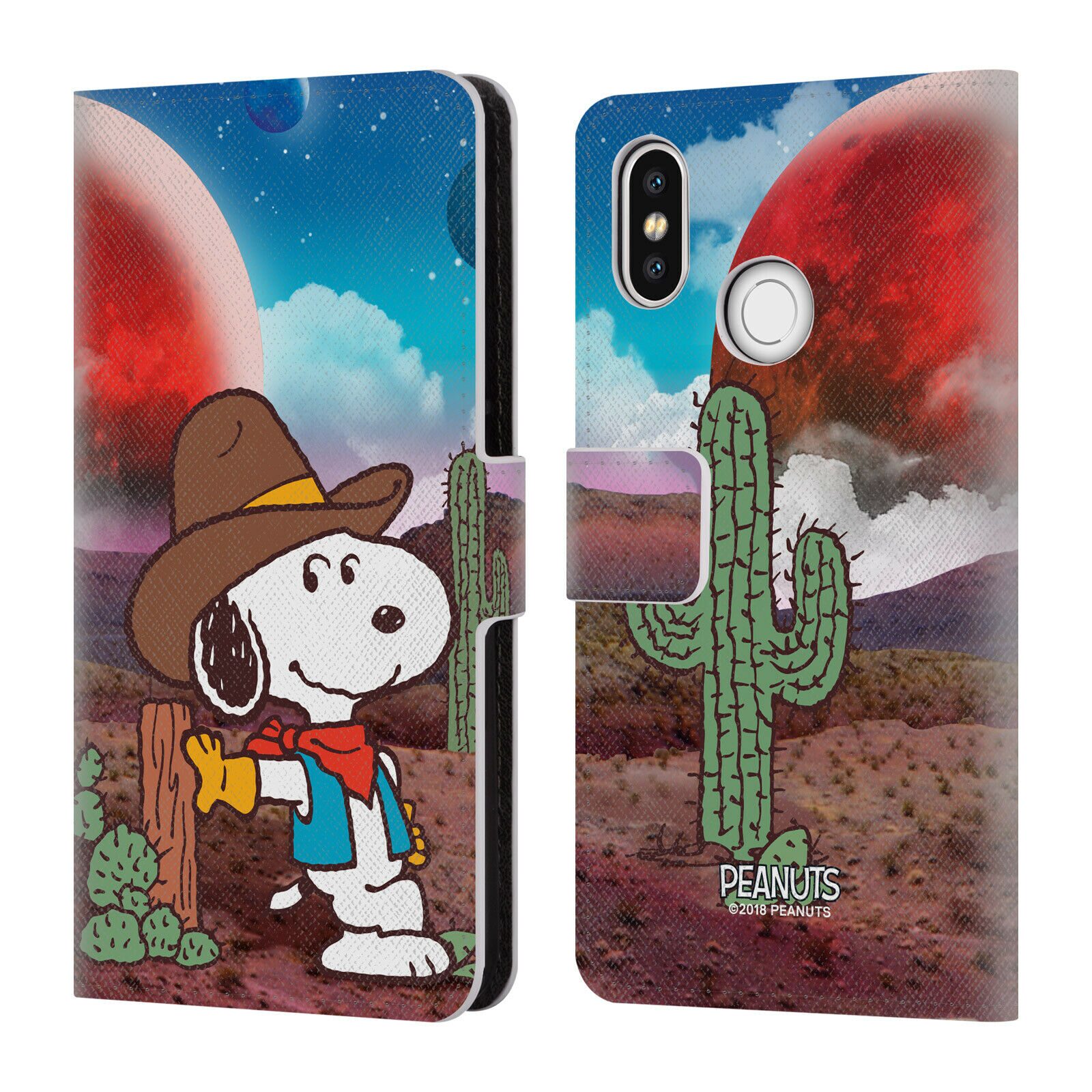 

OFFICIAL PEANUTS SNOOPY SPACE COWBOY LEATHER BOOK WALLET CASE FOR XIAOMI PHONES