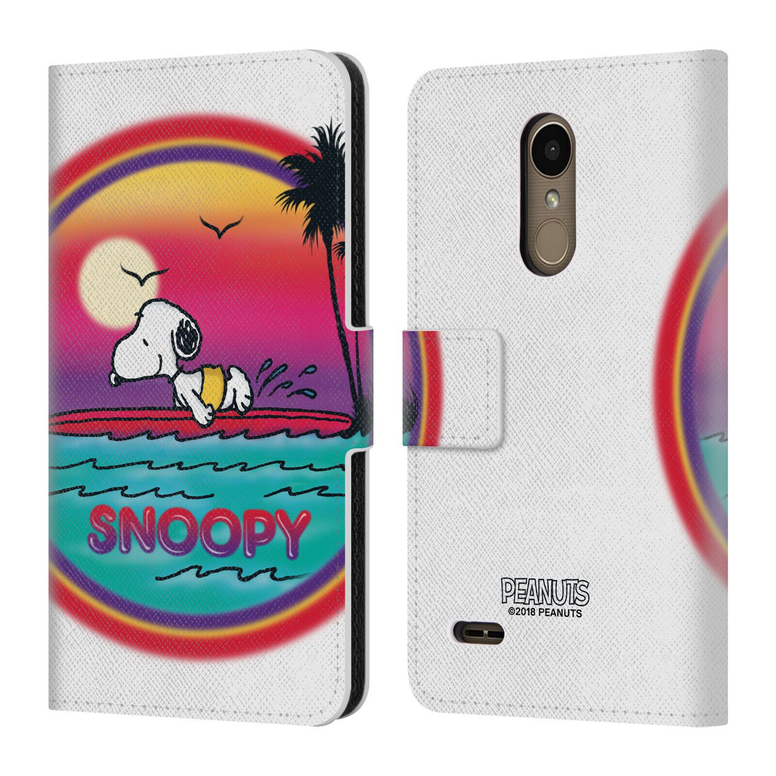 

OFFICIAL PEANUTS SNOOPY BOARDWALK AIRBRUSH LEATHER BOOK CASE FOR LG PHONES 1