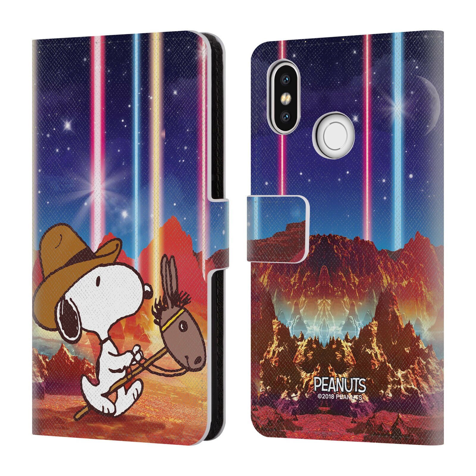 

OFFICIAL PEANUTS SNOOPY SPACE COWBOY LEATHER BOOK WALLET CASE FOR XIAOMI PHONES