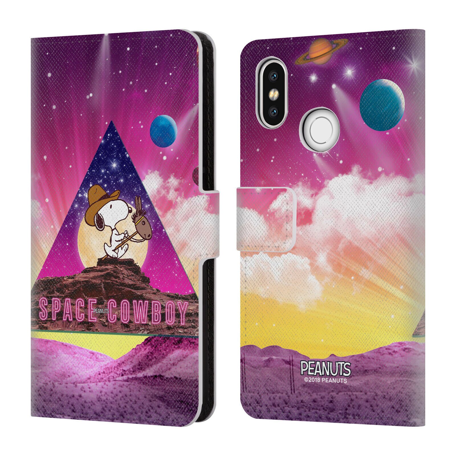 

OFFICIAL PEANUTS SNOOPY SPACE COWBOY LEATHER BOOK WALLET CASE FOR XIAOMI PHONES
