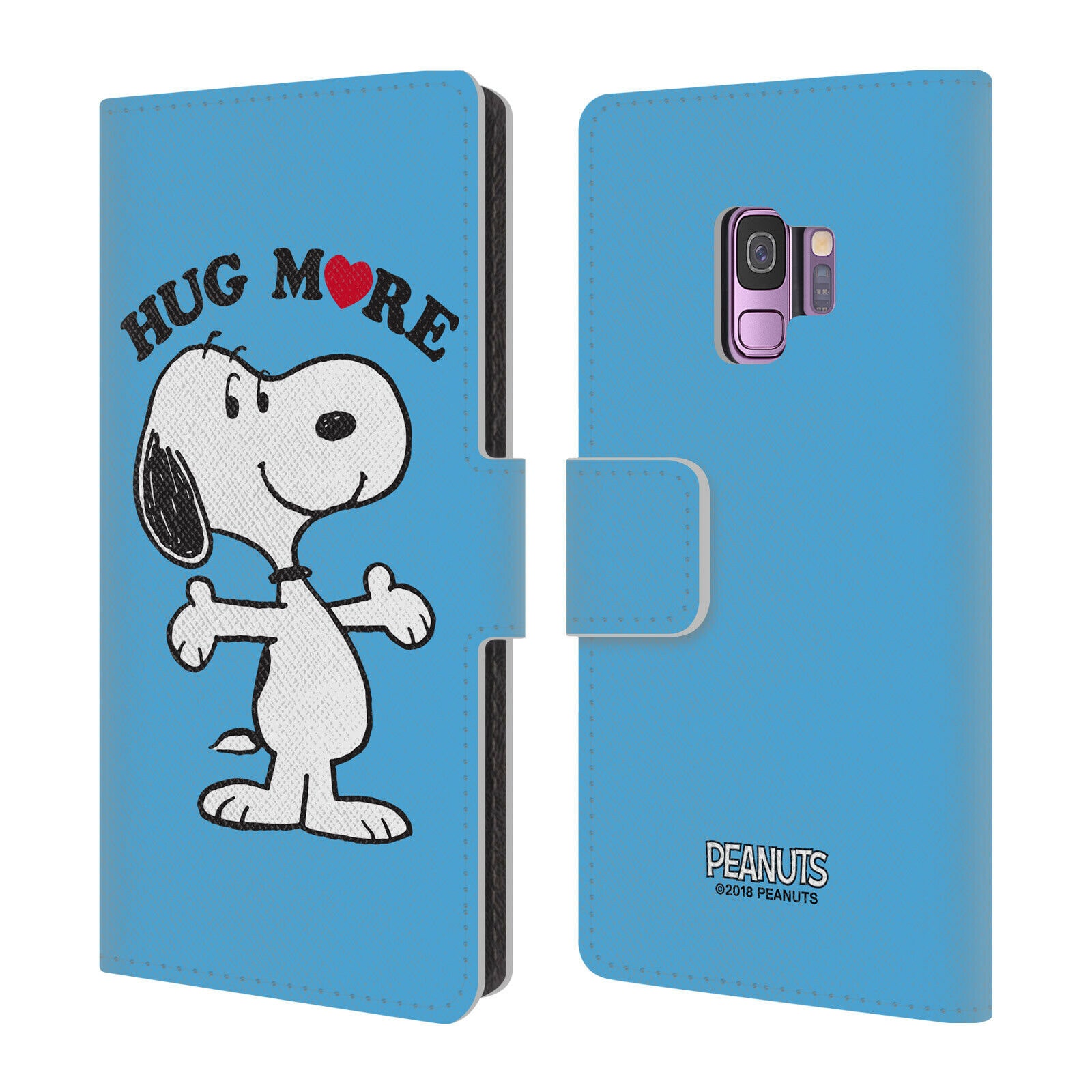 

OFFICIAL PEANUTS SNOOPY HUG LEATHER BOOK WALLET CASE COVER FOR SAMSUNG PHONES 1