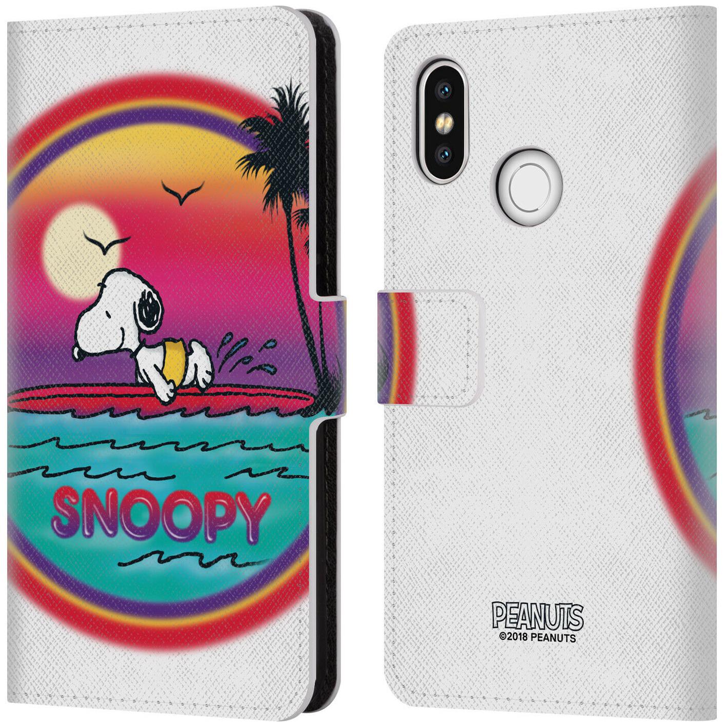 

OFFICIAL PEANUTS SNOOPY BOARDWALK AIRBRUSH LEATHER BOOK CASE FOR XIAOMI PHONES
