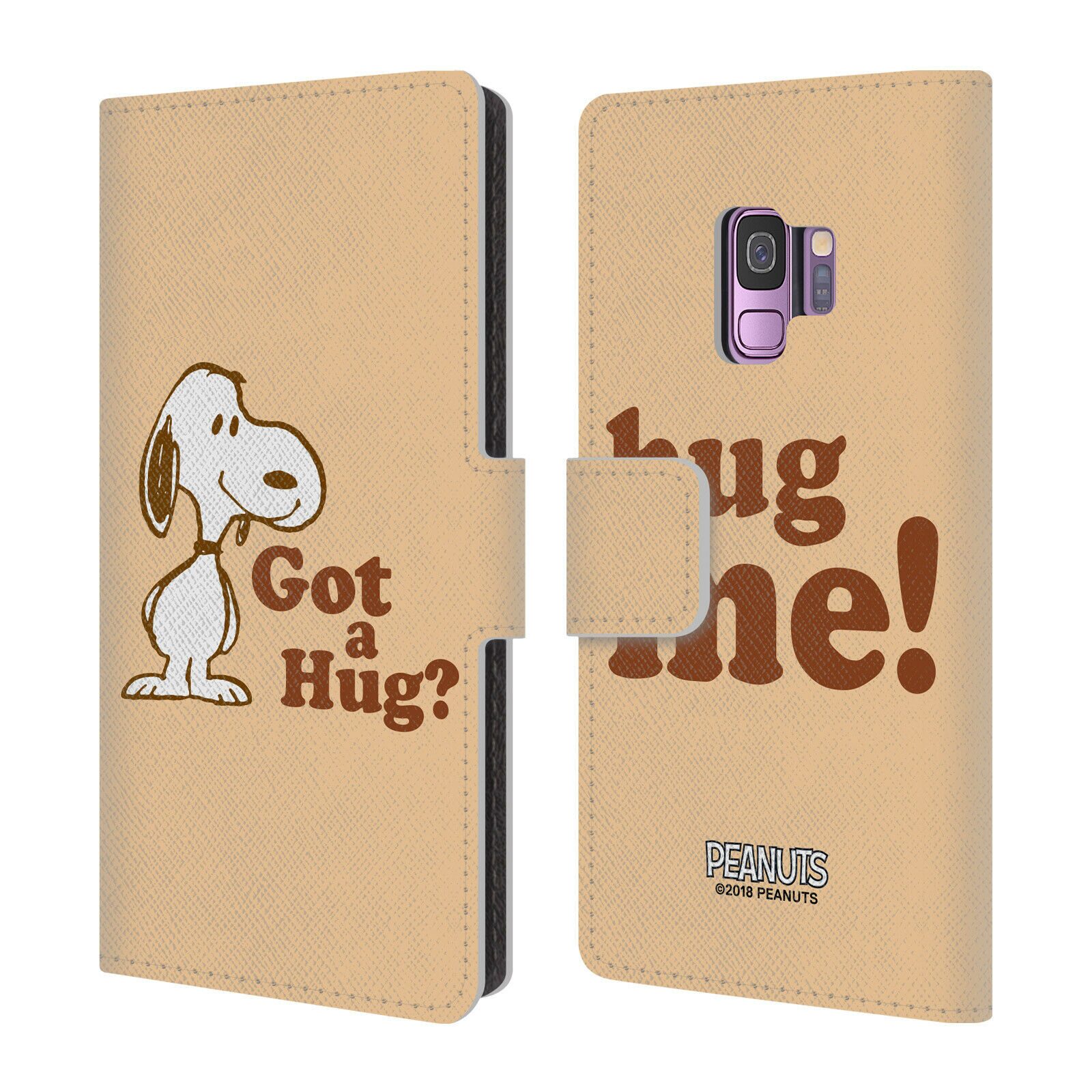

OFFICIAL PEANUTS SNOOPY HUG LEATHER BOOK WALLET CASE COVER FOR SAMSUNG PHONES 1
