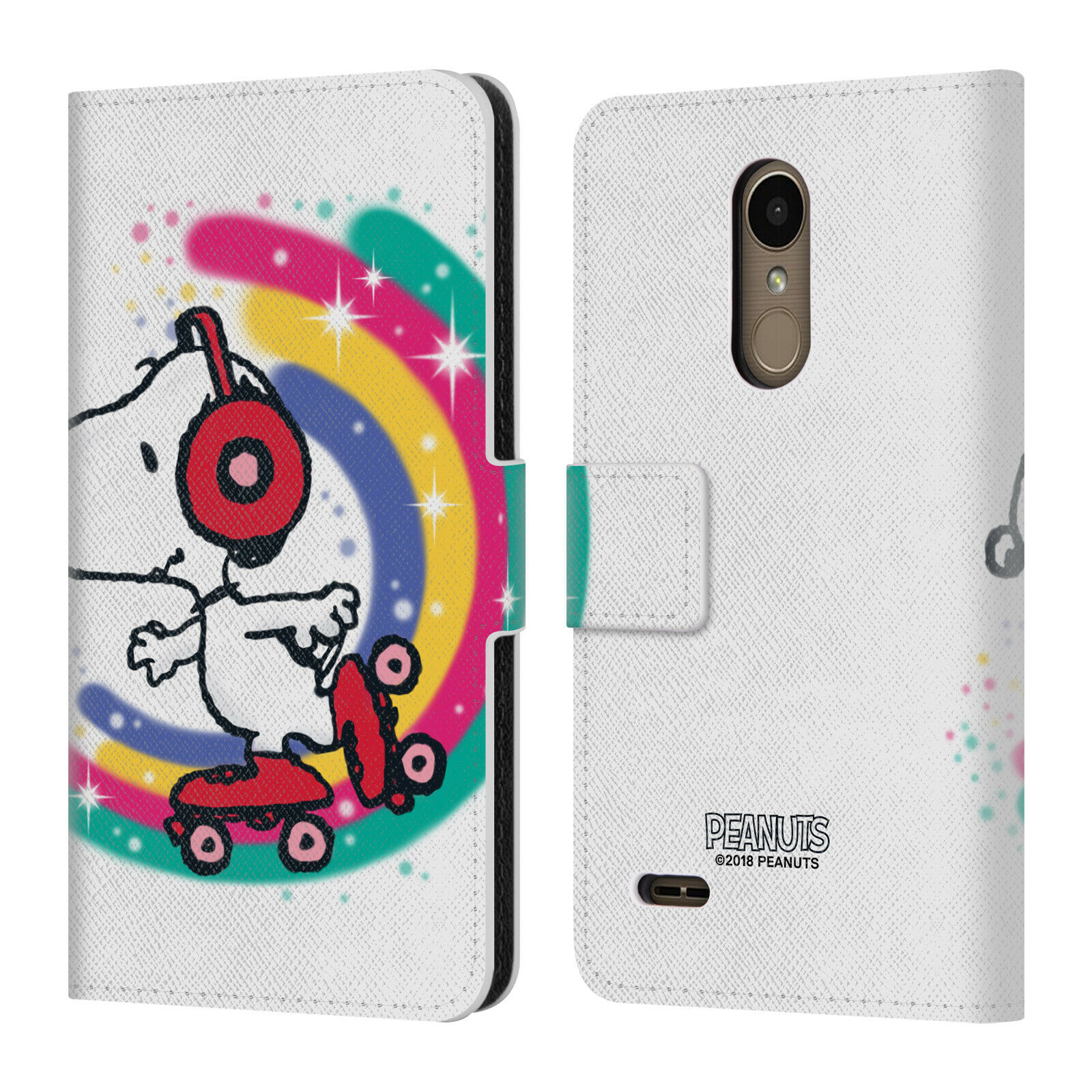 

OFFICIAL PEANUTS SNOOPY BOARDWALK AIRBRUSH LEATHER BOOK CASE FOR LG PHONES 1