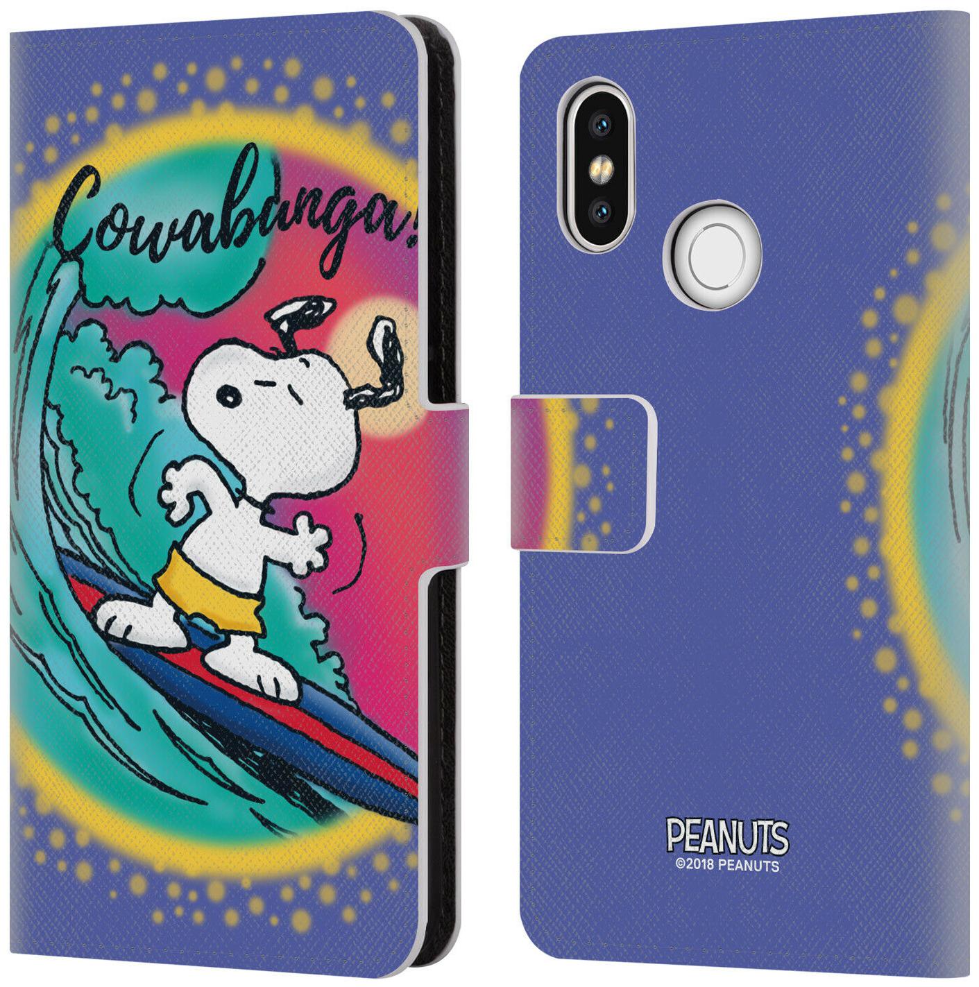 

OFFICIAL PEANUTS SNOOPY BOARDWALK AIRBRUSH LEATHER BOOK CASE FOR XIAOMI PHONES