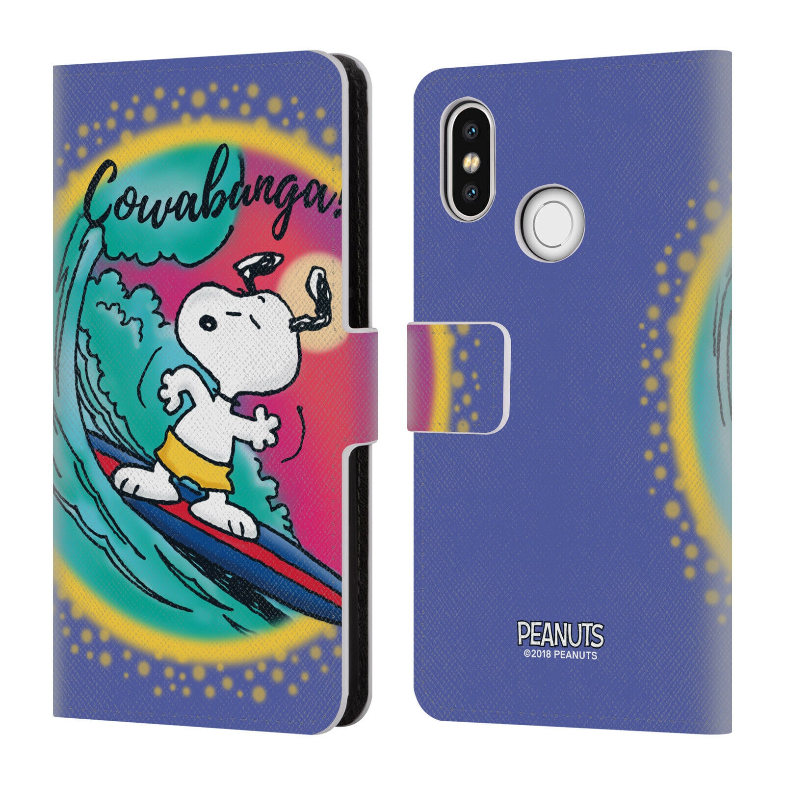 

OFFICIAL PEANUTS SNOOPY BOARDWALK AIRBRUSH LEATHER BOOK CASE FOR XIAOMI PHONES