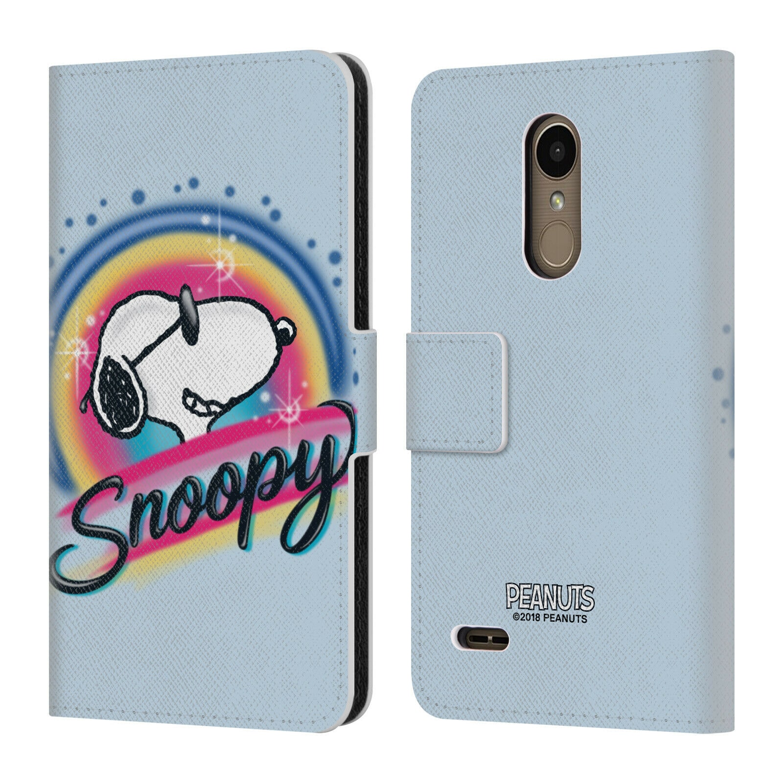 

OFFICIAL PEANUTS SNOOPY BOARDWALK AIRBRUSH LEATHER BOOK CASE FOR LG PHONES 1