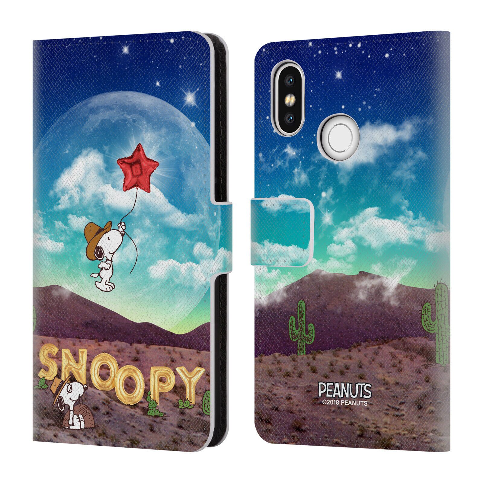 

OFFICIAL PEANUTS SNOOPY SPACE COWBOY LEATHER BOOK WALLET CASE FOR XIAOMI PHONES