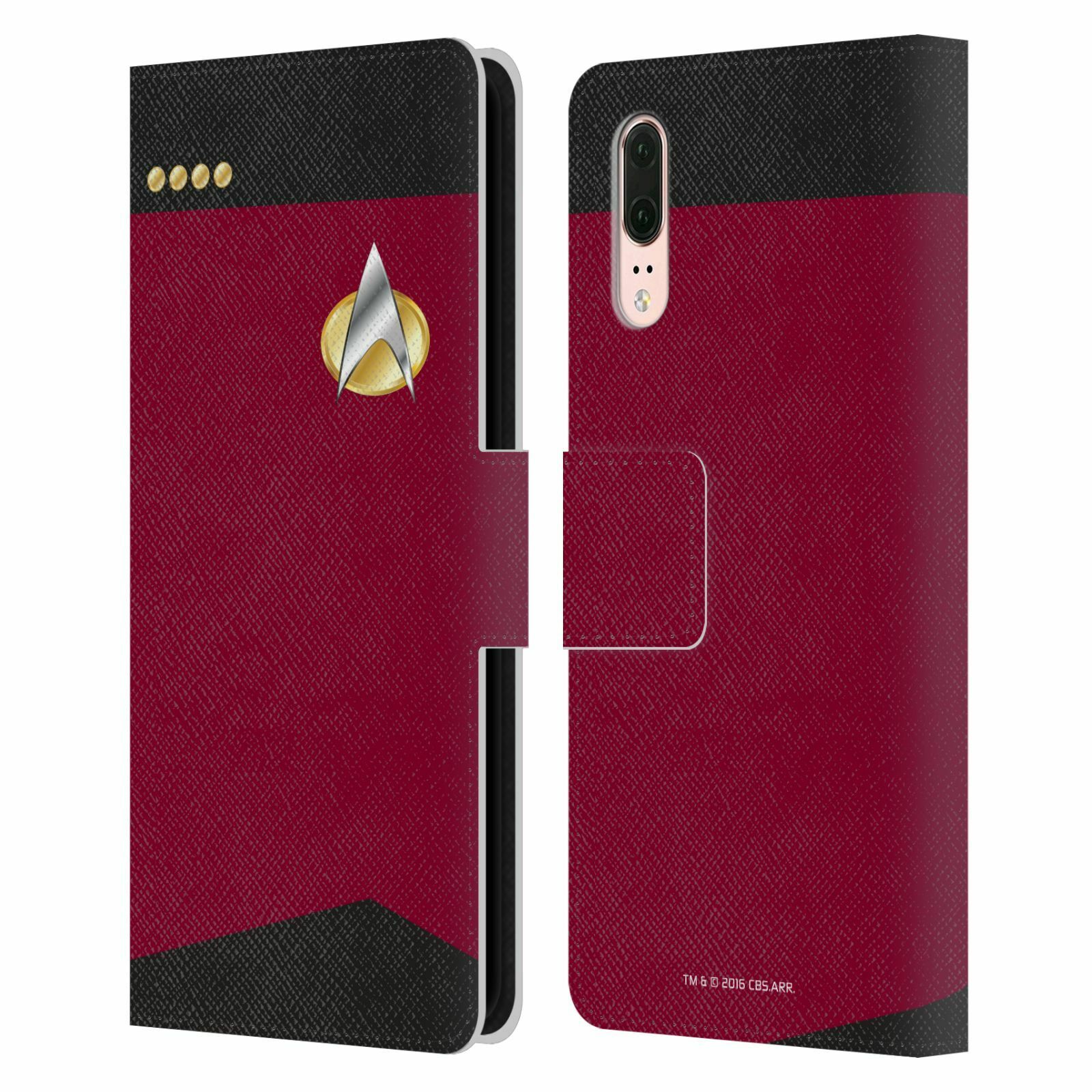 

OFFICIAL STAR TREK UNIFORMS AND BADGES TNG LEATHER BOOK CASE FOR HUAWEI PHONES